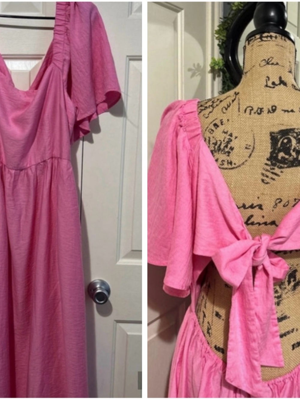 a new day Pink Maxi Dress with Flutter Sleeves